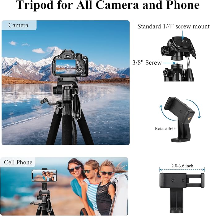 VICTIV 74” Camera Tripod, Tripod - Image 3