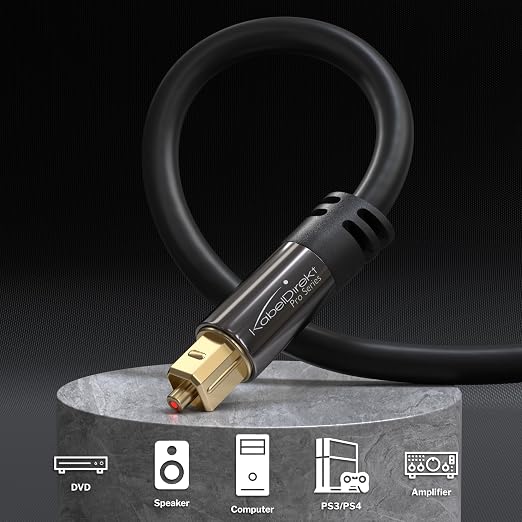 KabelDirekt TOSLINK – Optical Audio Cable – 15ft – Fiber Optic Cord, S/PDIF - Image 2