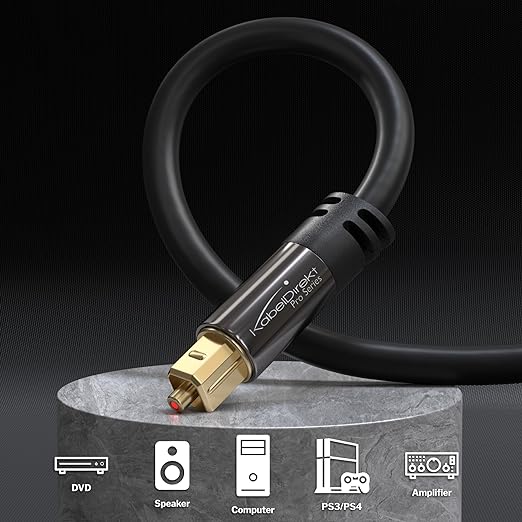 KabelDirekt TOSLINK – Optical Audio Cable – 50ft – Fiber Optic Cord, S/PDIF - Image 2