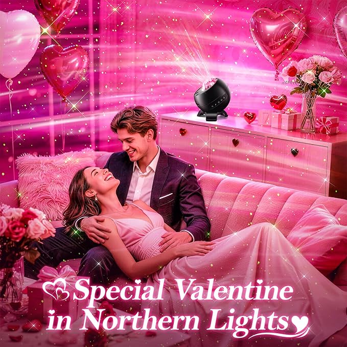 Northern Lights Projector Galaxy Projector for Bedroom,Valentines Day Gifts for Him 300+Colors Modes Aurora Light,15White Noise&Bluetooth Star Projector Galaxy Lights, Remote Ambient,Gifts for Boy