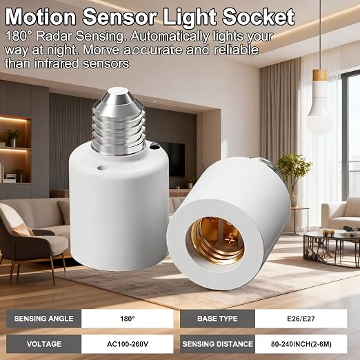 Motion Sensor Light Socket, Auto On/Off Smart Light Socket Adapter - Image 4