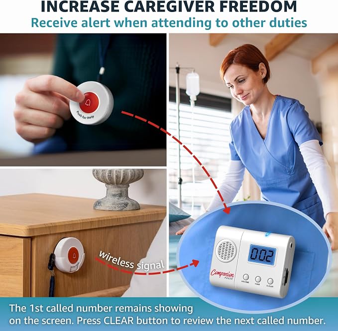 Caregiver Pager for Elderly Adults Nurse 6 Call Buttons for Elderly at Home - Image 2