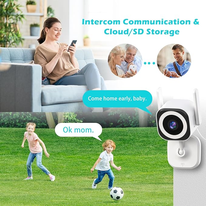 GUOANVISION Dual-Antenna Stable 5G WiFi Camera for Home Security,3X Zoom 2K Outdoor Indoor Security Camera,Baby/Pet Monitor wih Color Night Vision,Motion Detection,2-Way Talk,Siren,IP66, SD Card/Cloud