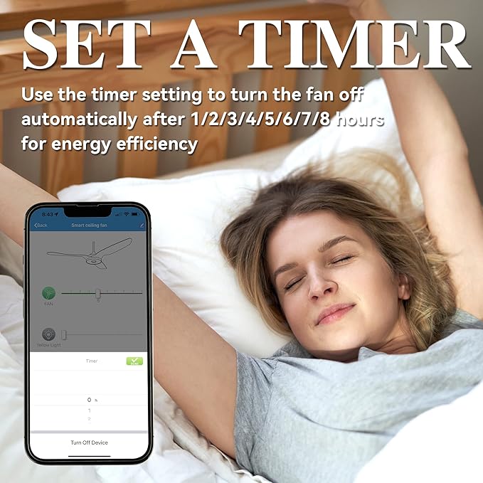 SMAAIR 52 Inch Flush Mount Ceiling Fan with Light, Low Profile Outdoor Ceiling Fan with Remote and Dimmable Light, 10 Speed DC Motor, Compatible with Alexa/Google Assistant/Siri Shortcuts (Wood)
