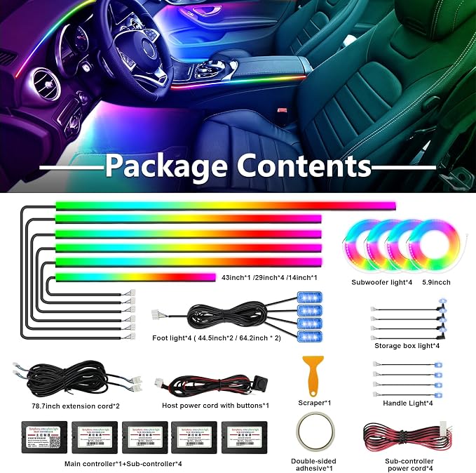 Dreamcolor Acrylic Car Interior Led Kit, Car Accessories 22 in 1 RGB Car - Image 5