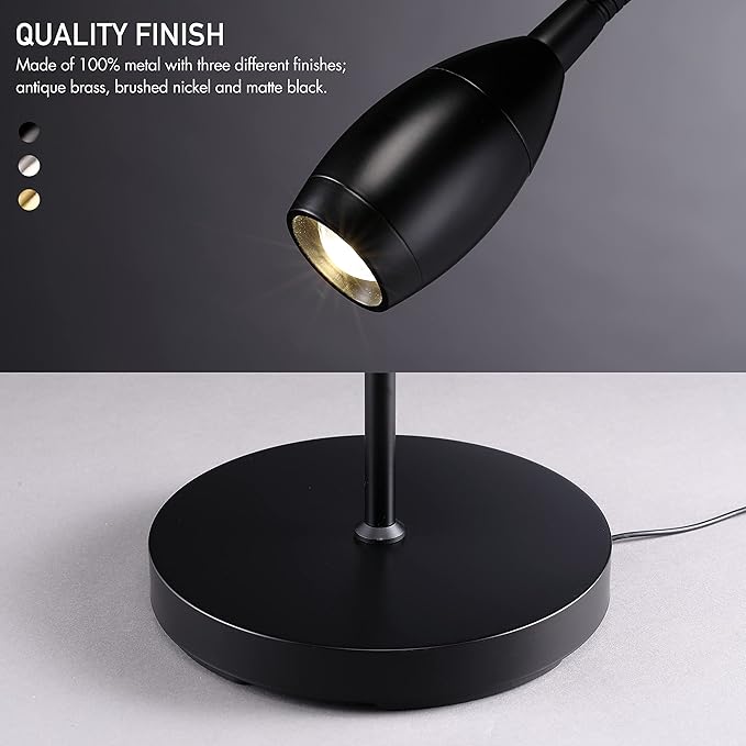 O’Bright Ray – Adjustable LED Beam Floor Lamp, Dimmable and Zoomable Spotlight, Flexible Gooseneck, Reading/Crafting Standing Lamp, Work Table Light, Matte Black