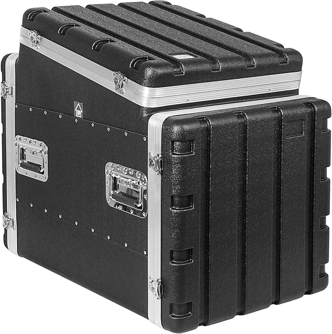 Sound Town Lightweight and Compact 10U ATA ABS Rack Case, with Slant Mixer Top, 24.5" Depth, 12U Top and 10U Side Spaces (STMR-A12X10U)