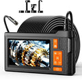 33FT Dual Lens Endoscope Camera with Light, 4.3" Borescope with Photo/Video(Built-in 32GB Card), IP67 Waterproof with 8 LED Lights, Semi-Rigid Snake Cable for Pipe, Engine & HVAC Inspection