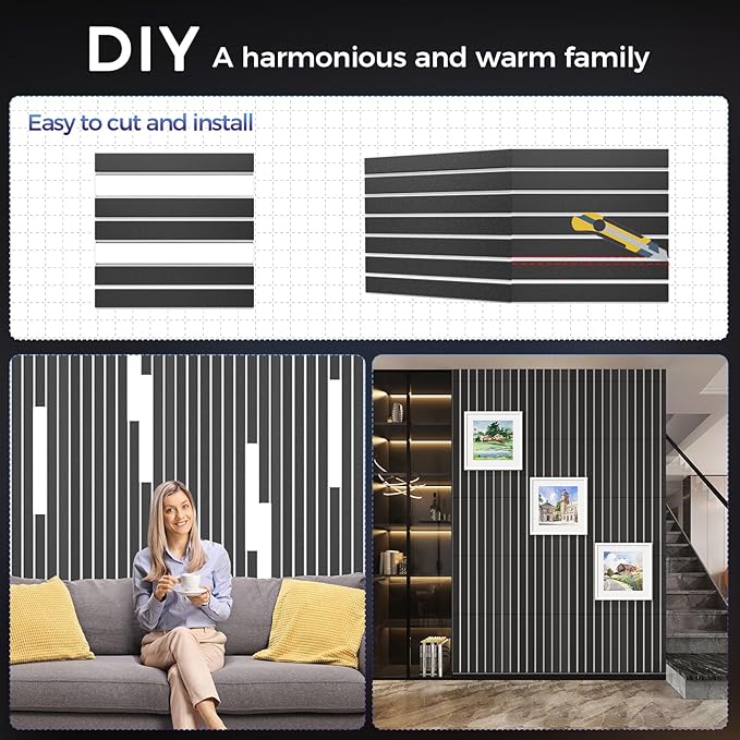 BSHEAD 16 Pack 2-Layer Fold Soundproof Wall Panels, 12 x 12 x 0.43 in Large Sound Proof Foam Panels for Walls, High Density, 3D Acoustic Panels,Artistic Noise Dampening Panels Black&White
