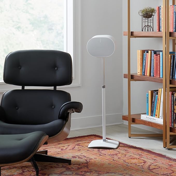 Sanus Height Adjustable Speaker Stand for Sonos Era 300™ - 17" Height Adjustment Sonos Stand Includes Carpet Spikes & Rubber Pads - Easy DIY Install Comes w/All Hardware - White