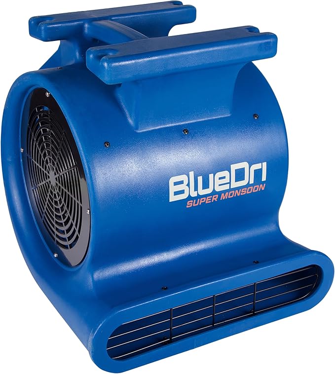 BlueDri Super Monsoon 1 HP, 4050 CFM Air Mover Blower Fan for Water Damage Restoration Carpet Dryer Floor Home and Plumbing Use, Blue, BD-SMNSN