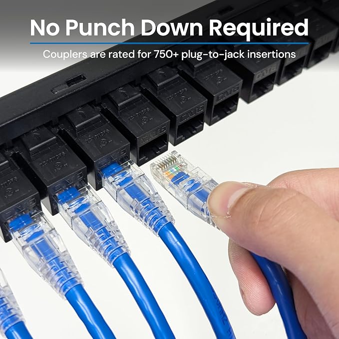 ICC CAT6 Feed-Through Patch Panel, 24 Port, 1U Rackmount, RJ45 Ethernet Patch - Image 3