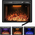 29 Inches Electric Fireplace Insert, 750W/1500W Fireplace Heater with Adjustable Flame and Top Light Colors, Fire Crackling Sound, Remote Control, Timer, Glass Door & Mesh Screen, Black