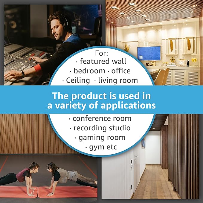 Art3d 2pcs-104 x 15.75in Slat Acoustic Panel for Wall and Ceiling, 3D Fluted Sound Absorbing Panel with Wood Finish, Teak