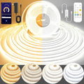 Pandery COB LED Strip Light,CCT Dimmable Strips Light,2700K-6500K,50ft/15m,8mm Wide,CRI90+ 24V LED Strips Kit with Bluetooth APP Control/Music Mode,for Bedroom,Kitchen,DIY Lighting