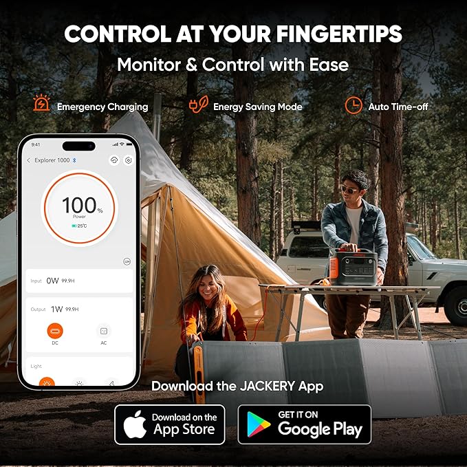 Jackery Explorer 1000 v2 Portable Power Station,1070Wh LiFePO4 Battery,1500W AC/100W USB-C Output, 1 Hr Fast Charge, Solar Generator for Camping,Emergency, RV, Off-Grid Living(AC Cable Included)