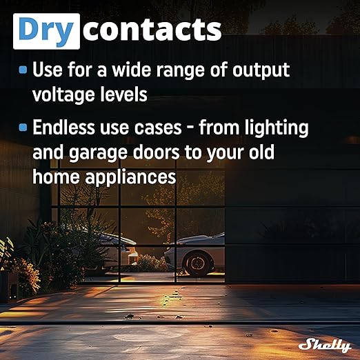 Shelly 1 Gen3, WiFi Smart Relay Switch with Dry Contacts, 1-Channel 16A, Alexa, Home Assistant, SmartThings & Google Home Compatible, DIY Smart Automation, Garage Door Opener, No hub Required