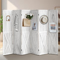 ALeesing 6 Panel Pegboard Room Divider, 5.6Ft Pegboard Display Folding Privacy Screens, Wood Room Divider Peg Board Display Freestanding for Trade Show Craft Show Home Wall Organizer, Retro White