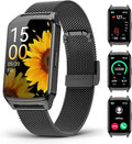 ChronArk Fitness Tracker Watch for Women Men, Step Counter Compatible with iPhone Android, IP68 Waterproof Activity Tracker with Sleep Monitor, 110+ Sports Pedometer (Minimalist, ObsidianBlack, 1.57)
