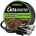 Cat 6 Outdoor Ethernet Cable 225 ft, 24AWG 10Gbps Cat6 Cable Cord Waterproof by EthernetCable