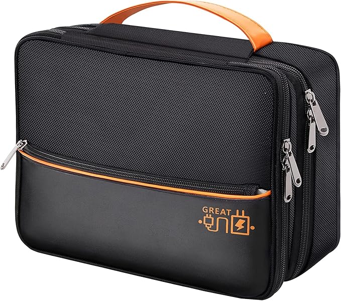 Electronics Travel Organizer, Double Layer Cable Organizer Bag Waterproof Electronics Accessories Storage Bag for Charger, Phone, Power Bank, Hard Drive, Cord, Tablet