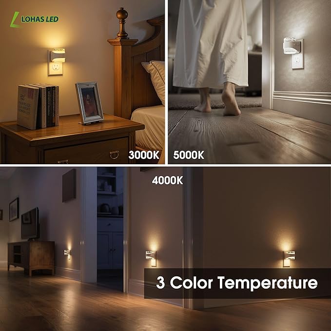 L LOHAS LED Night Light, 3CCT Bubble Night Lights Plug into Wall,3000K/4000k/5000K Adjustable Night Light,Dimmable Nightlights with Dusk to Dawn Sensor for Rooms Bathroom Hallway