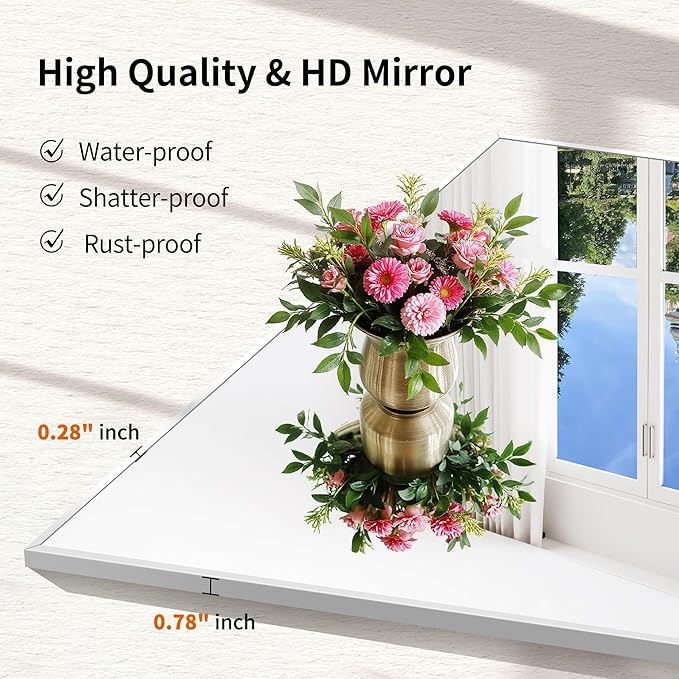 Silver Bathroom Mirror for Wall, 20x48 Inch Rectangle Mirror with Metal Frame, Modern Vanity Mirrors for Bathroom Living Room, Entryway Hangs Horizontal or Vertical