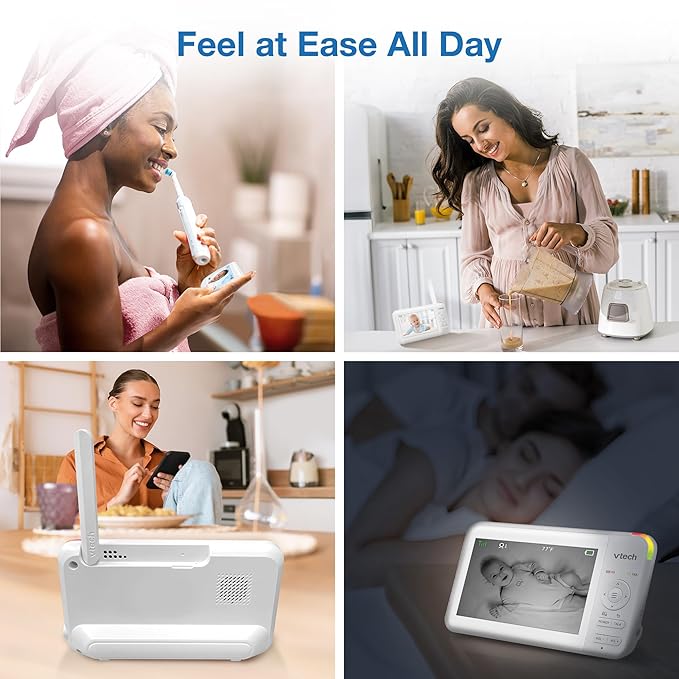 VTech Video Baby Monitor with 5" LCD Screen, Up to 17Hrs Video & 31Hrs Audio Battery Life, Night Vision, 1000ft Range, Pan-Tilt-Zoom, Lullabies, Soothing Sounds, Temperature Sensor, No WiFi: 924W