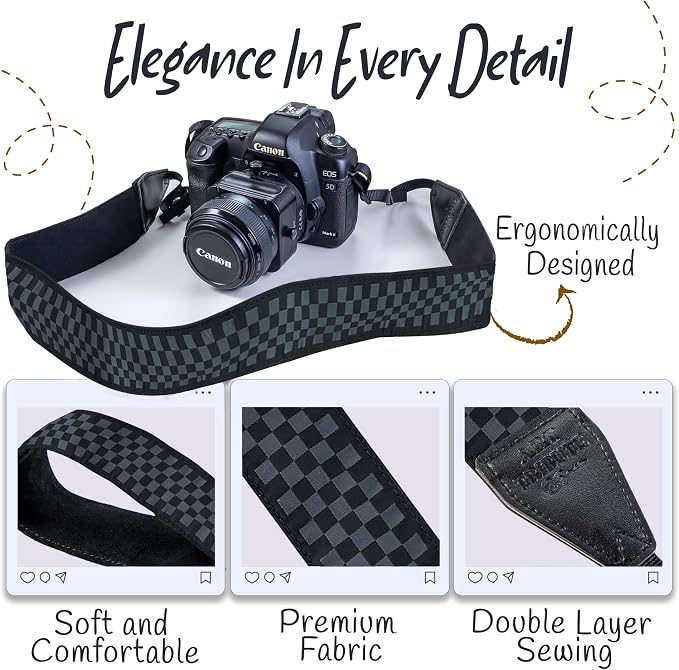 Art Tribute Camera Strap For Photographers Padded Universal Fit Neck Shoulder & - Image 3