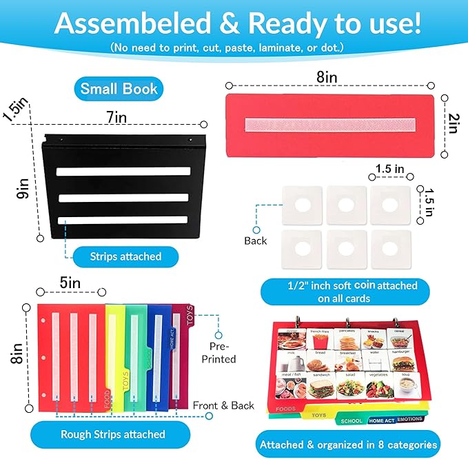 Visual Communication Book with Case,162 ASD Photo Picture Cards: Autism Language Vocabulary, Speech Articulation Therapy, ADHD & Aprexia Learning