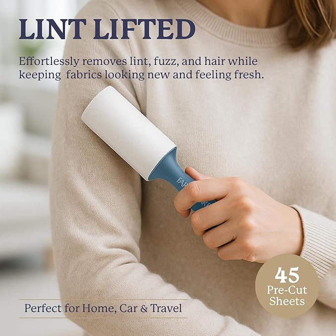 Farberware Fabric Shaver & Lint Remover Set – Battery Operated Sweater Shaver with Triple Blades and Extra Sticky Roller for Pet Hair, Fuzz & Pilling on Clothes, Upholstery & Bedding