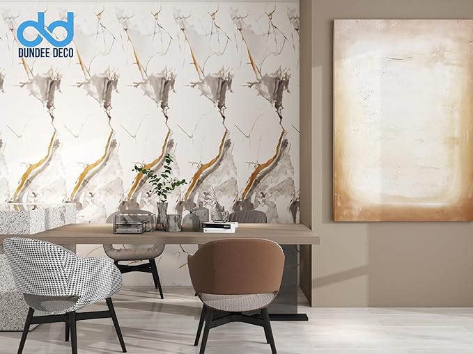 Dundee Deco Faux Marble Wall Panels - Sample - Glossy, Waterproof Indoor Wall Cladding - White, Black, Brown Veins - Sample 6" x 6"