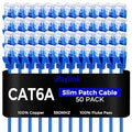Rapink Patch Cables Cat6a 1ft (50 Pack) Slim, Cat6a Ethernet Patch Cable 10G Support, Snagless Cat 6 Patch Cable for Patch Panel to Switch, Flexiable Cat 6a Ethernet Cable with Gold Plated