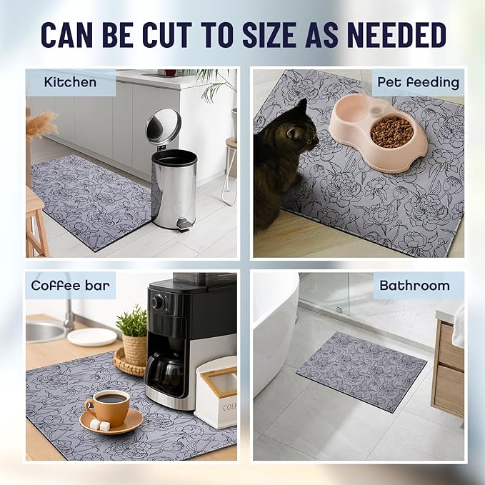 Teenyyou 1 Pcs 26" x 18" Dryer Top Protector Mat, Washer and Dryer Topper, Non Slip Waterproof Machine Cover Dust Proof Quick Drying Topper Pad for Laundry and Kitchen (Peony)