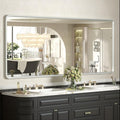 60x28 Silver Mirror for Bathroom, Large Silver Vanity Mirror for Wall, Large Rounded Rectangle Mirror, Beveled Border, Anti-Rust, Shatterproof (Horizontal/Vertical)