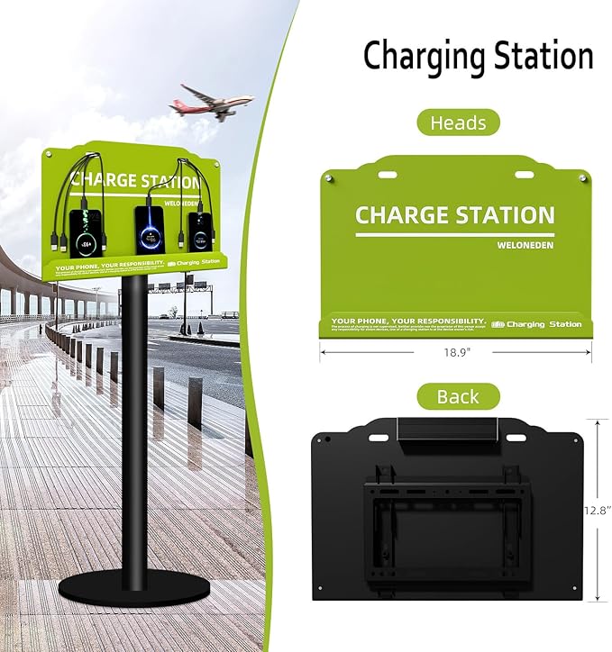 Wall Mounted Cell Phone Charging Station Mobile Phone Charging Station | Fast Charging 8 Device | Compatible with iPhone ipad Smartphone Tablets Port | Great for Offices Hotel Hospital Airport (Green)