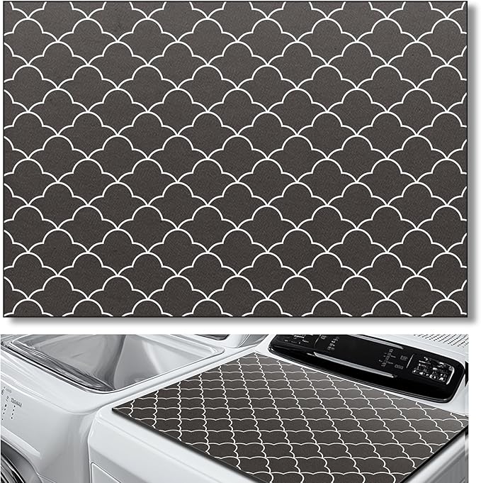 Teenyyou 1 Pcs 26" x 18" Dryer Top Protector Mat, Washer and Dryer Topper, Non Slip Waterproof Machine Cover Dust Proof Quick Drying Topper Pad for Laundry and Kitchen (Stylish)