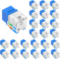 VCE UL Listed 10Gbps Cat6 Keystone Jack Insert 25-Pack, 90 Degree Punch Down by VCE