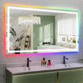 YEELAIT 65x36 Inch RGB LED Bathroom Mirror Front Light and RGB Backlit Lighted Vanity Mirror for Bathroom Wall Mounted Dimmable Anti Fog Memory Shatter-Proof IP54 Waterproof Horizontal/Vertical