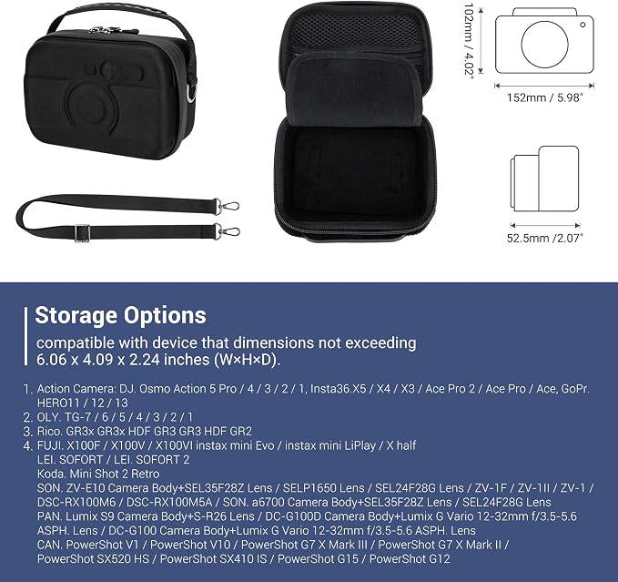 JJC Carrying Case for DJI Osmo 360 Action 6/5 Pro/4/3, Gopro Hero 13/12/11/10 - Image 3