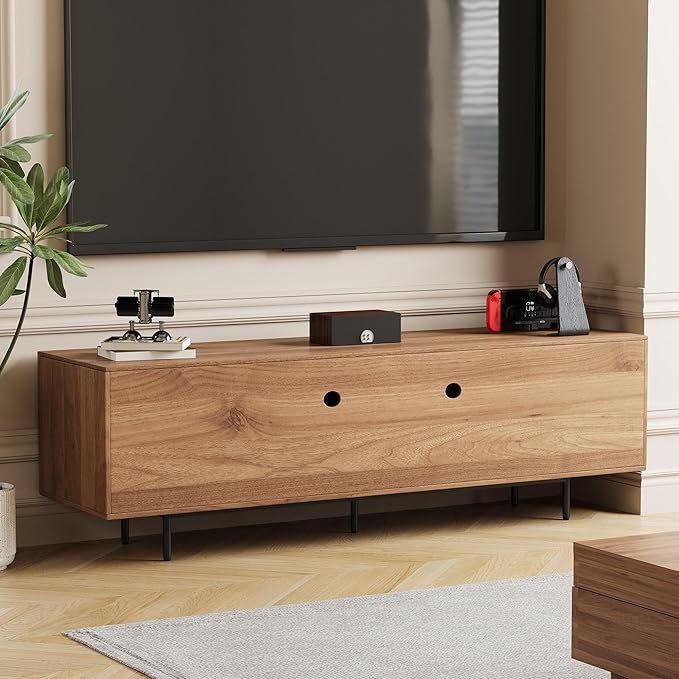 NessCarsti Mid Century Modern TV Stand for 70 Inch TVs, 70.87" Walnut Console with Ample Storage – Stylish Entertainment Center for Living Room or Bedroom