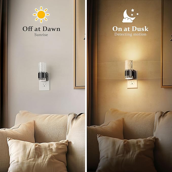 JandCase Night Light, Night Lights Plug into Wall,2 Pack 3000K LED Nightlight with 0-100LM Adjustable Brightness, Automatic Night Light Plug in with Light Sensor for Bathroom Hallway Christmas Gifts