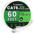 Cat 6 Ethernet Cable 60 ft, Indoor&Outdoor, High Speed 10Gbps Flat Internet by CableGeeker