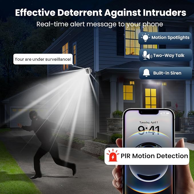 2K Security Cameras Wireless Outdoor, Free Cloud Storage, Integrated Spotlight - Image 3