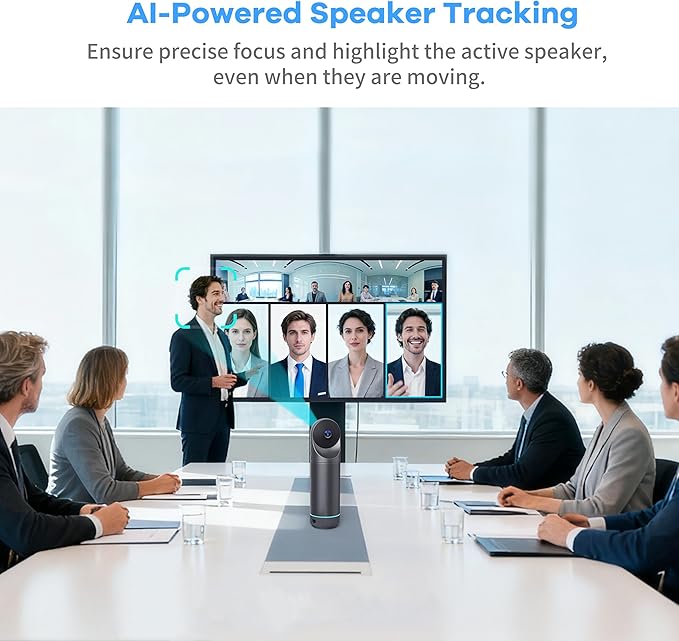 KanDao Meeting Pro 360° Video Conference Room Camera - AI Tracking, Meeting Recording & USB Plug-Play, Portable 8 Mics Array Meeting Camera, Compatible with Zoom/Teams/Google Meet, 5 Smart Modes