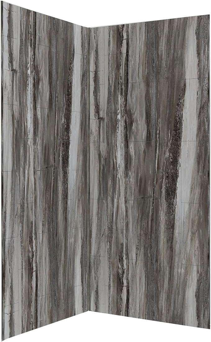 Palisade 78in x 36in x 36in Waterproof Vinyl Corner Shower Surround Kit with Accessories in Louvre Granite