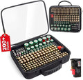 Glamgen Battery Organizer Storage Case with Tester,Stores & Protects Up to 200+ Batteries, Clear Cover with Easy Carry Handle, Garage Gadget Organization Holds AA AAA C D 9V