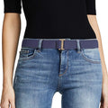 JASGOOD Women No Show Stretch Belt Elastic Web Strap Belt with Flat Buckle for Jeans Pants Dresses