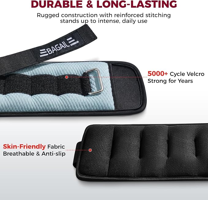 BAGAIL Ankle Wrist Weights for Women & Men, One Pair of 1/2/4/6/8/10 LBS - Image 5
