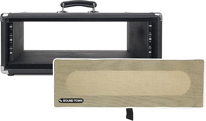 Sound Town Vintage 3U Amp Rack Case, 12.5" Depth with Rubber Feet, Dust Cover, Kickstand, Black (STVRC-3BK)